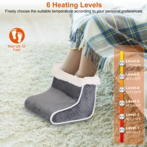 Heating Pad for Foot Electric Heated Foot Warmer Soft Leg Warmer Boots with 6 Level Heating 4 Level Timing - Image 8
