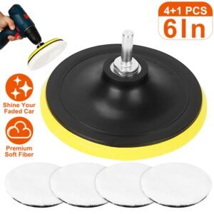 5Pcs 6" Buffing Polishing Pads Car Plush Buffing Waxing Wheels Mop Set with M14 Drill Screw for Car Polisher Drill Adapter - Image 3