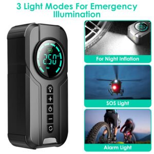 Car Tire Inflator Pump Portable Car Air Compressor Wireless Electric Air Pump 150 PSI with LED Light - Image 9
