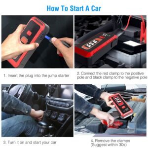 Car Jump Starter Booster 2500A Peak 25800mAh Battery Charger Power Bank with 4 Modes LED Flashlight for Up to 6.0L Gas or 3.0L Diesel Engine Car - Image 12
