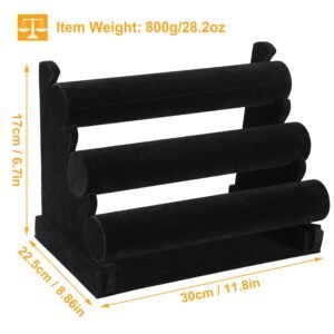 3-Tier Velvet Jewelry Stand Removable Bracelet Holder Watch Jewelry Bangle Display Rack - Image 2