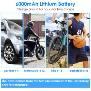 150PSI Cordless Car Tire Pump 6000mAh Rechargeable Tire Inflator Portable Air Compressor for Car Bike Motorcycle Ball - Image 10