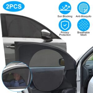 2Pcs Car Front Window Shades Stretchy Car Side Window Screen?Mesh Window Cover?for Car Heat Shading UV Privacy Protection - Image 3