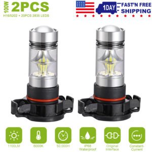 2PCS 1100LM 100W 5202 H16 LED Fog DRL Light Bulb IP68 Waterproof 20 2835 LEDs 360? Beam Angle 6000K White - Image 7