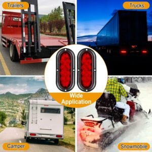 2Pcs Oval LED Brake Light 10LEDs Lamp Stop Turn Tail Light IP65 Waterproof Oval Red Trailer Tail Light for Trunk Jeep RV etc. - Image 12