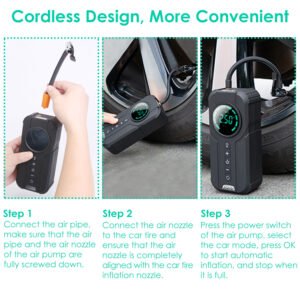 Car Tire Inflator Pump Portable Car Air Compressor Wireless Electric Air Pump 150 PSI with LED Light - Image 14