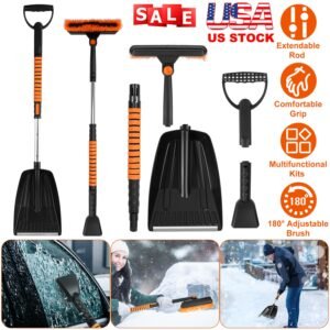 5 in 1 Detachable Snow Remover Kits Extendable Ice Scraper Snow Shovel 180? Adjustable Snow Brush Head for Car Windshield Roof - Image 9