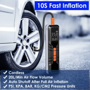 150PSI Portable Tire Inflator Cordless Digital Air Compressor Compact Air Pump with 5 Inflation Modes 3 Light Modes Emergency Power Bank - Image 8