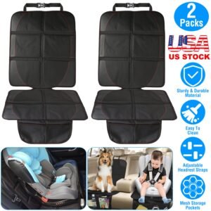 2 Packs Car Seat Protector Cushion Mat Pad with Thick Padding Protector for Child Baby Car Seat Mesh Pockets Non-slip - Image 5