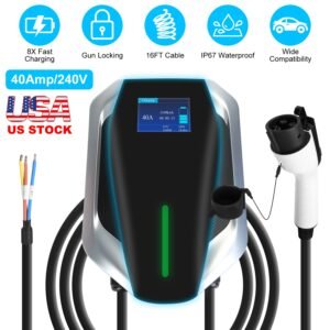 Level 2 Electric Vehicle Charger EV Wall Charger Car Charging Station with 2 Swipecards Digital Display Gun Locking for Home Garage - Image 5
