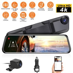 4K Car DVR 12in Dash Cam Camcorder Camera Recorder with 170? Angle Loop Recording Motion Detection Night Vision Voice Control APP Control G-sensor - Image 4