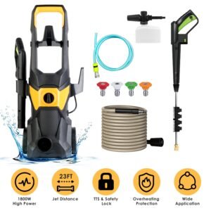 4200PSI 1.85GPM 1800W Electric Pressure Washer High Pressure Cleaning Machine Portable Car Power Washer with Spray Gun 4 Nozzles Foam Cannon Holders f - Image 3