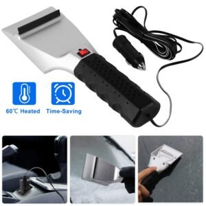 12V Car Electric Heated Ice Snow Scraper Window Ice Remover w/Squeegee 14FT Cable - Image 14