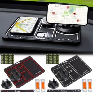 Non-slip Car Phone Mat 4 In1 Dashboard 360? Rotatable Phone Holder Pad with Aroma Parking Number Plate Glow In Dark - Image 4