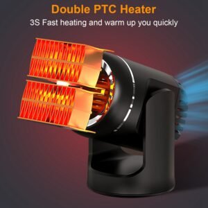 12V 120W Portable Car Heater 2 In 1 Heating Cooling Fan Rotatable Demister Defroster with 4.92ft Cord - Image 10