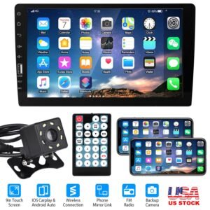 9in Car MP5 Stereo Player Touch Screen 1080P Wireless Car Radio FM USB AUX Back up Camera Mirror Link Remote Control - Image 2