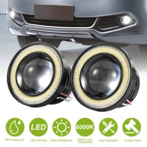 2 Pcs 2.5"Auto COB LED Fog Light 1200LM 6000k White IP65 Waterproof Halo Angel Eye Ring Bulb Lamp Driving DRL 12V - Image 2