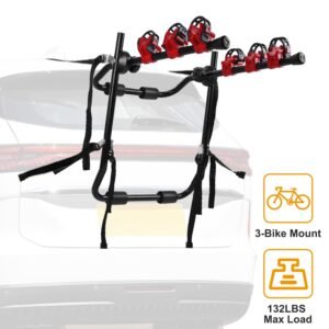 Car Bicycle Stand Rack 132LBS Load Hitch 3-Bike Auto Rear Carrier Mount Fit For Sedans Hatchback Car SUV - Image 2
