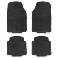 4Pcs Automotive Floor Mats Front and Rear PVC Rubber Floor Mats Heavy Duty Drive Vehicle Car Mats with Trimmable Design Fit Most Cars SUVs Trucks