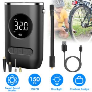 Car Tire Inflator Pump Portable Car Air Compressor Wireless Electric Air Pump 150 PSI with LED Light - Image 3