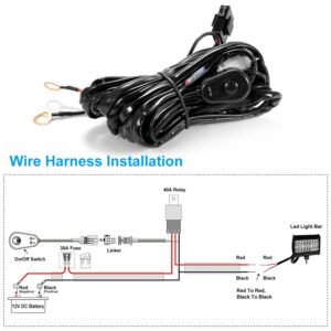 LED Light Bar Wiring Harness Kit 280W 12V 40A Power Relay Fuse On/Off Switch 10ft Length Universal Fitment Light Bar Accessories - Image 3