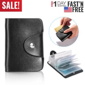 Credit Card Holder Card Organizer Pouch PU Leather Case Snap Closure with 26Pcs Card Slots - Image 9