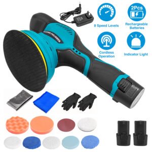 Cordless Car Buffer Polisher with 2Pcs 1500mAh Rechargeable Batteries 8 Speed Levels Wireless Polishing Waxer Machine Kit for Car Detailing - Image 14