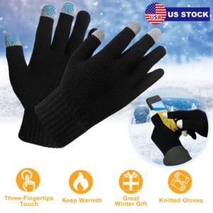 Unisex Touch Screen Gloves Full Finger Winter Warm Knitted Gloves For Warmth Running Cycling Camping Hiking - Image 4