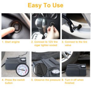 Car Tire Air Pump Portable Air Compressor Pump DC 12V Car Tire Inflator Pump For Bicycle Motorcycle w/ Pointer - Image 12