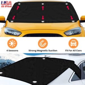 Magnetic Car Windshield Cover Front Rear Car Windshield Protector against Snow Sun Dirt Leaves Fit for All Cars Oxford Fabric Waterproof Heat-Resistan - Image 5