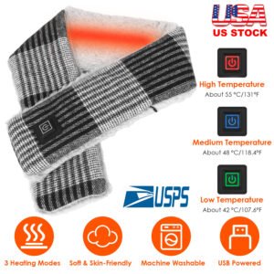 Electric Heated Scarf USB Heating Neck Wrap Unisex Winter Heated Neck Shawl Soft Warm Scarves w/ 3 Heating Modes - Image 7