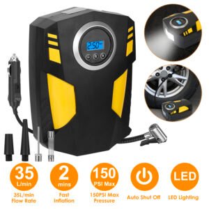Portable Car Tire Inflator DC 12V Digital Car Air Pump Compressor Electric Air Pump w/LED Light 150PSI - Image 3