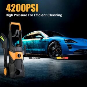 4200PSI 1.85GPM 1800W Electric Pressure Washer High Pressure Cleaning Machine Portable Car Power Washer with Spray Gun 4 Nozzles Foam Cannon Holders f - Image 13