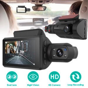 Dual Lens Car DVR Dash Cam Video Recorder 720P Front Inside Camera Loop Recording Night Vision Driving Vehicle Recorder - Image 2