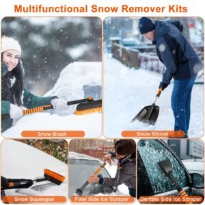 5 in 1 Detachable Snow Remover Kits Extendable Ice Scraper Snow Shovel 180? Adjustable Snow Brush Head for Car Windshield Roof - Image 14