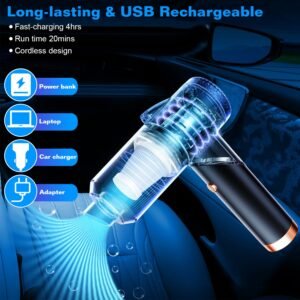 120W 9000PA Cordless Handheld Vacuum Cleaner w/ Searchlight Portable Rechargeable Car Auto Home Duster - Image 9