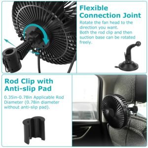 Car Cooling Fan Portable Rotatable USB Vehicle Fan Backseat Clip Fan Dashboard Window Suction Fan for SUV RV Pickup with 3 Speeds - Image 7