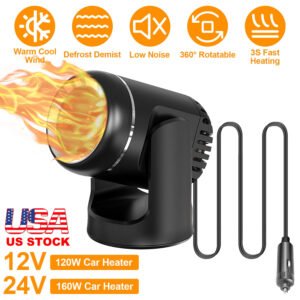 12V 120W Portable Car Heater 2 In 1 Heating Cooling Fan Rotatable Demister Defroster with 4.92ft Cord - Image 8