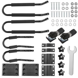 Title: 1 Pair Universal J-Bar Kayak Carrier 220LBS Load Heavy Duty Canoe Car Top Mount Carrier Roof Rack w/ 2Pcs Tie Down Straps - Image 9