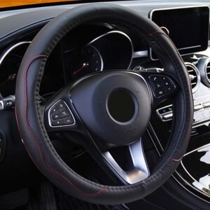 Steering Wheel Cover 14.5in-15in Diameter Universal Fiber Leather Car Steering Wheel Protector Breathable Anti-Slip Odor Free - Image 10