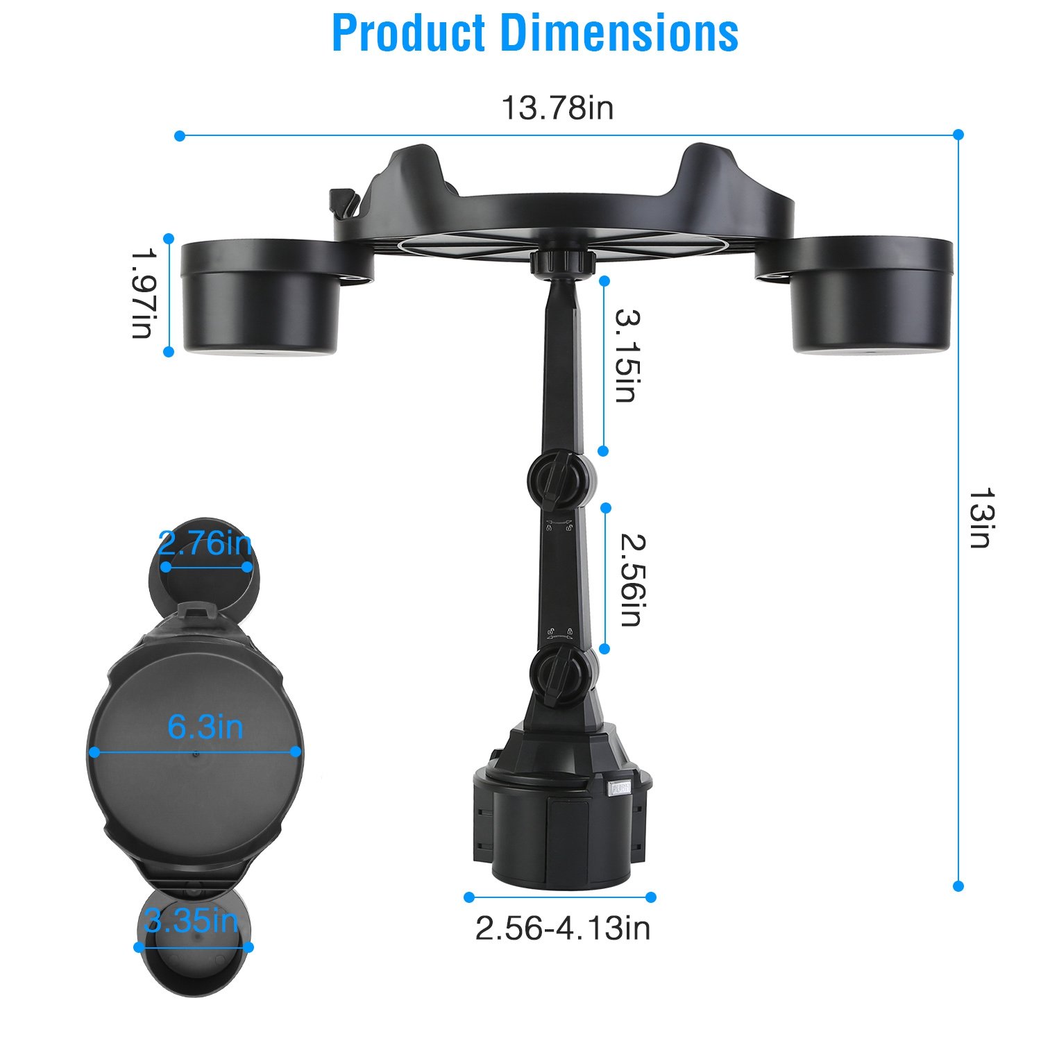 Car Cup Holder Expander 360? Rotating Car Tray Bottle Holder Adapter Multifunctional Water Cup Mount Stand with Phone Slot - Image 7