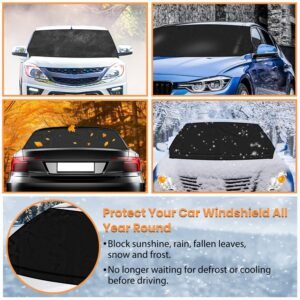 Magnetic Car Windshield Cover Front Rear Car Windshield Protector against Snow Sun Dirt Leaves Fit for All Cars Oxford Fabric Waterproof Heat-Resistan - Image 7