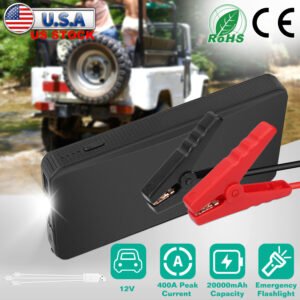 12V Car Jumper Starter 400A Peak 20000mAh Battery Charger Power Bank Portable Power Booster Battery w/ 3 Flashlight Modes - Image 7