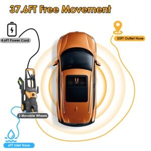 4200PSI 1.85GPM 1800W Electric Pressure Washer High Pressure Cleaning Machine Portable Car Power Washer with Spray Gun 4 Nozzles Foam Cannon Holders f - Image 14
