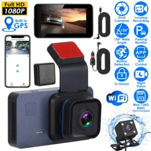 1080P Dual Lens Dash Cam Vehicle Driving Recorder Car DVR with WiFi GPS G-Sensor APP Control Motion Detection Parking Monitor Night Vision - Image 2