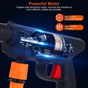 Cordless Pressure Washer Portable Electric Power Washer High Pressure Water Sprayer 363PSI Car Washer Cleaner with 12000mAh 48V Rechargeable Battery a - Image 13