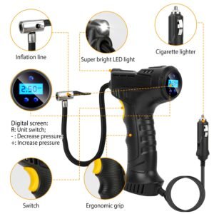 Portable Car Tire Inflator DC 12V Digital Car Air Pump Compressor Electric Air Pump w/LED Light 150PSI - Image 6