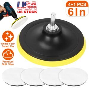 5Pcs 6" Buffing Polishing Pads Car Plush Buffing Waxing Wheels Mop Set with M14 Drill Screw for Car Polisher Drill Adapter - Image 4