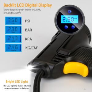 Portable Car Tire Inflator DC 12V Digital Car Air Pump Compressor Electric Air Pump w/LED Light 150PSI - Image 7