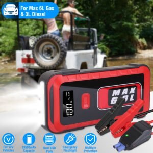 Car Jump Starter Booster 2500A Peak 25800mAh Battery Charger Power Bank with 4 Modes LED Flashlight for Up to 6.0L Gas or 3.0L Diesel Engine Car - Image 4